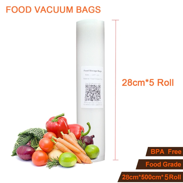 28cmx500cm 5 Rolls Food Storage Bags Kitchen Vacuum Sealer Bag 28cmx500cm 5 Rolls Food Storage Bags Kitchen Vacuum Sealer Bag Meat Vegetable Fruit Keep