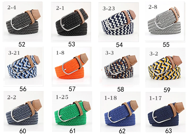 ZLD 60 Colors Female Casual Knitted Pin Buckle Men Belt Woven Canvas Elastic Expandable Braided Stretch Belts For Women Jeans crocodile skin belt