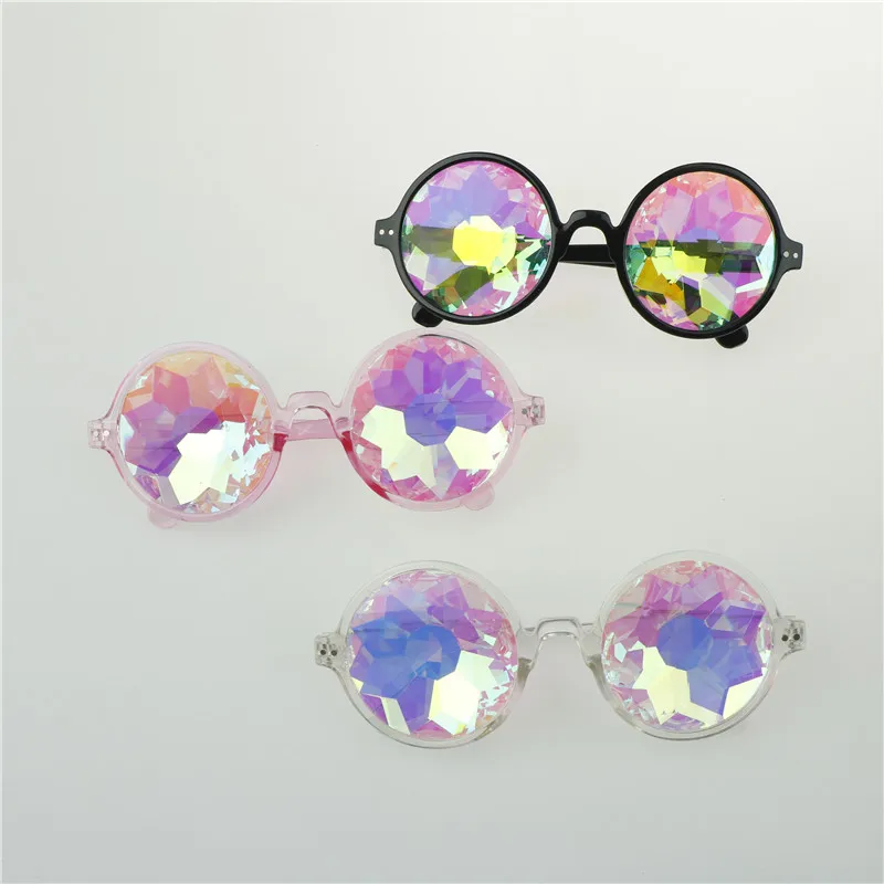 

Round Kaleidoscope Sunglasses Women rave festival Glasses Men Holographic Glasses