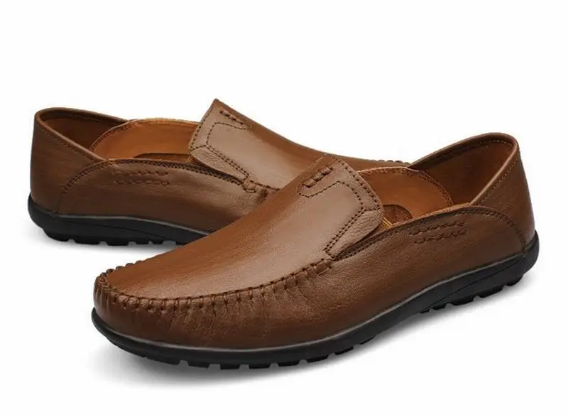 Chaussures Cuir Souples En khaki Qualité Oisifs Conduite Réel black Zapatos Creepers Brown De Confortables Top Véritable Hommes Hombre Appartements zqHFxCw