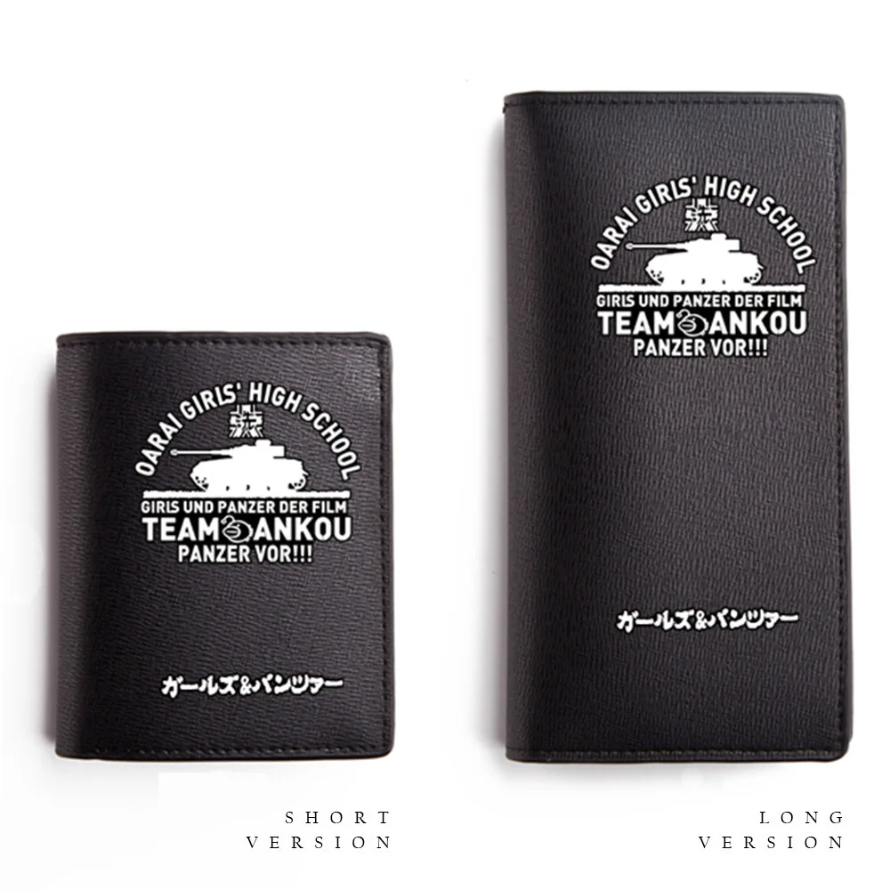 

GIRLS und PANZER Wallet Black PU Long Purse Japan Anime Short Carteira