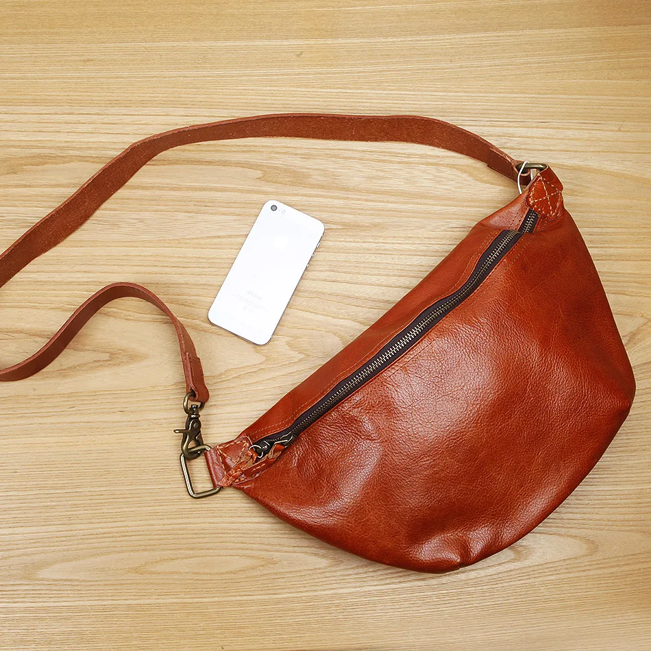 LANSPACE men's leather shoulder bag real leather waist bag fashion leather travel bag