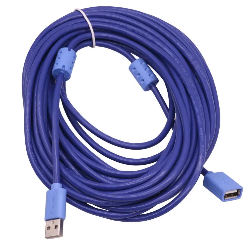 

1 Pcs 10m * 5mm Light Blue USB Extension Cord USB 2.0 Data Line Lengthened Blue 10 M Pure Copper Shielded Cable NW 320g