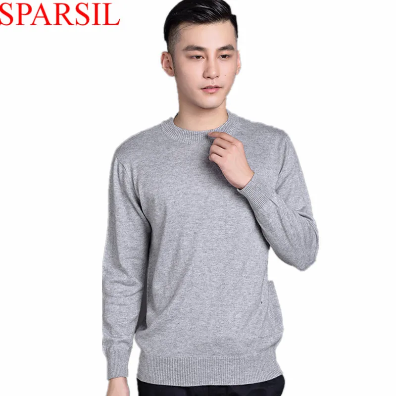 Sparsil Men's Winter&Autumn Cashmere Blend Sweaters O Neck
