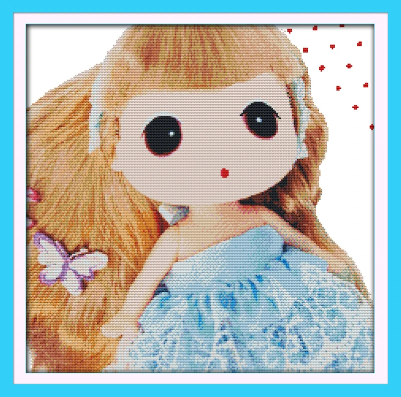 

Confused doll (2) counted printed on fabric DMC 14CT 11CT Cross Stitch kitsembroidery needlework Sets Home Decor