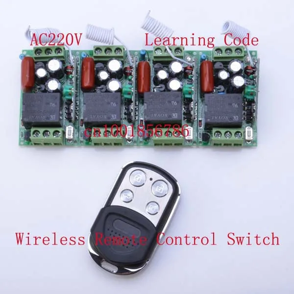 

220V 1CH 10A RF Wireless Remote Control Power Switch System ;4 Receivers+1 Transmitter Duplicating Copied Cloning Remote Control