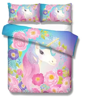 

Single Double Twin Full Queen King Bed Pillowcase Quilt Cover Unicorn