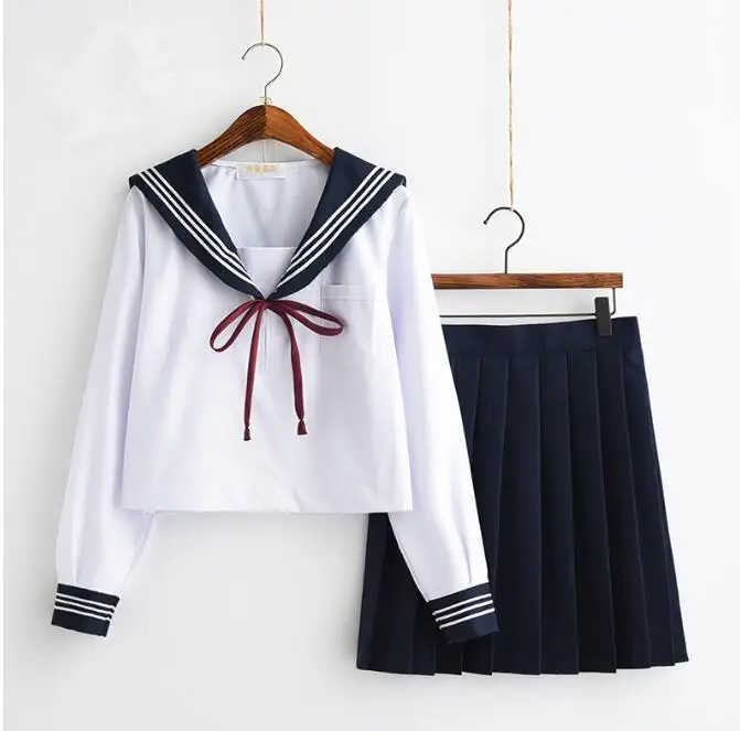 Японская ортодоксальная Мягкая юбка для девочек, платье моряка, студенческий костюм с длинными рукавами, юбка Кансай, комплект в школьном стиле JK010