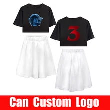 Г. Костюм с короткой юбкой «странные вещи» Лидер продаж, футболка с короткими рукавами и короткая юбка комплект из двух предметов, Новые повседневные комплекты высокого качества