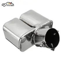 Universal Twin Double Dual Chorme CURVED Exhaust Tailpipe Tail Pipe End Trim Tip Muffler Finish Cover 32-58mm 304Stainless Steel
