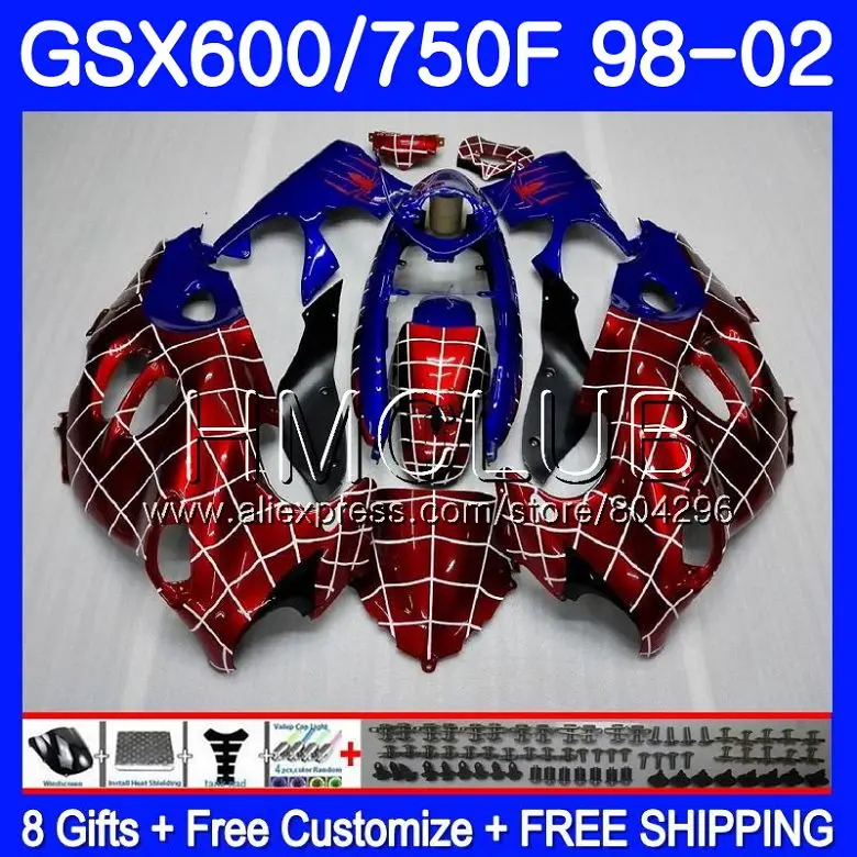 

Bodys For SUZUKI Spider-Man KATANA GSXF 750 600 GSXF750 98 99 00 01 02 2HM.3 GSX750F GSXF600 1998 1999 2000 2001 2002 Fairing