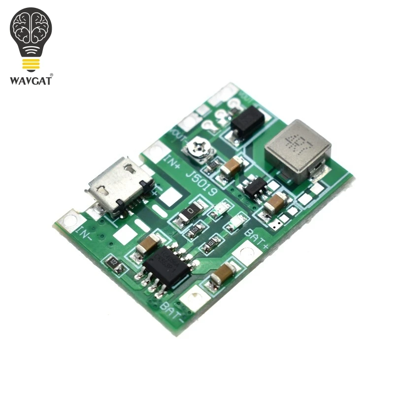 

WAVGAT Lithium Li-ion 18650 3.7V 4.2V Battery Charger Board DC-DC Step Up Boost Module TP4056 DIY Kit Parts