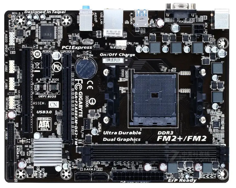 Для Gigabyte GA-F2A88XM-DS2-TM оригинальная б/у материнская плата для A88X Socket FM2 + DDR3 USB3.0 SATA3.0 |