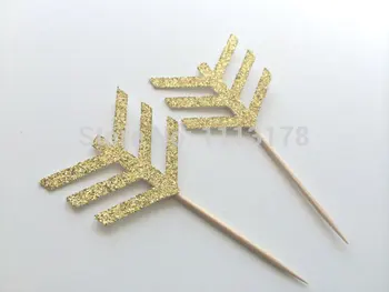 

Gold Glitter Arrow Toppers. Food Sandwich Pick. Wedding or Engagement Party Cupcake Topper