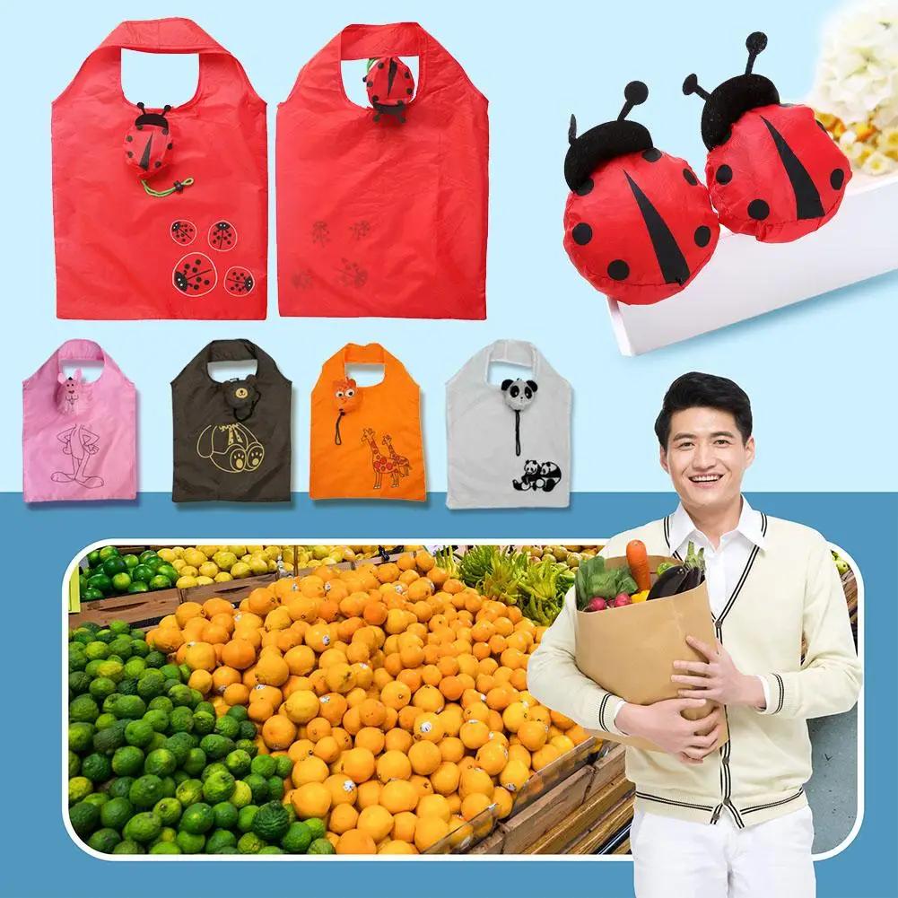 Cute Animal Green Supermarket Shopping Bag Portable Folding Large Storage Reusable Grocery Totes Eco-friendly Shopping Bags Eco Cute Animal Green Supermarket Shopping Bag Portable Folding Large Storage Reusable Grocery Totes Eco-friendly Shopping Bags Eco