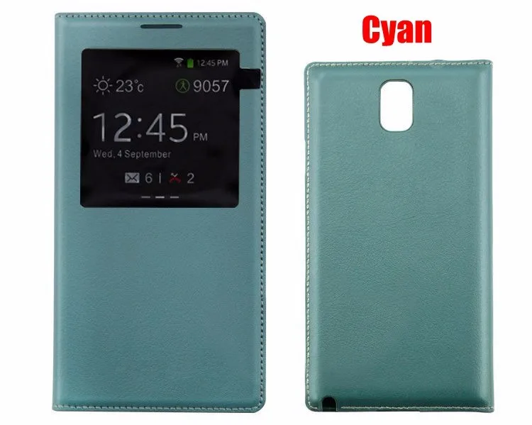 Auto Sleep Wake Flip Cover Smart Touch View Shell With Chip Original Leather Case For Samsung Galaxy Note 3 Note3 N9000 N9005 cute samsung phone case