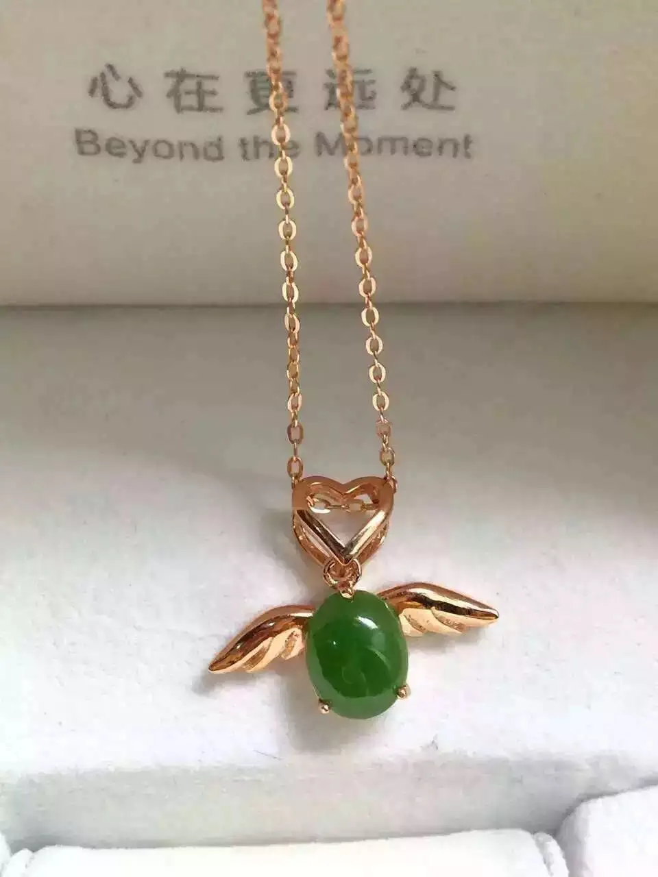 

natural green jasper pendant S925 Sterling silver Natural gemstone Pendant Necklace trendy Fairy angel women girl party jewelry