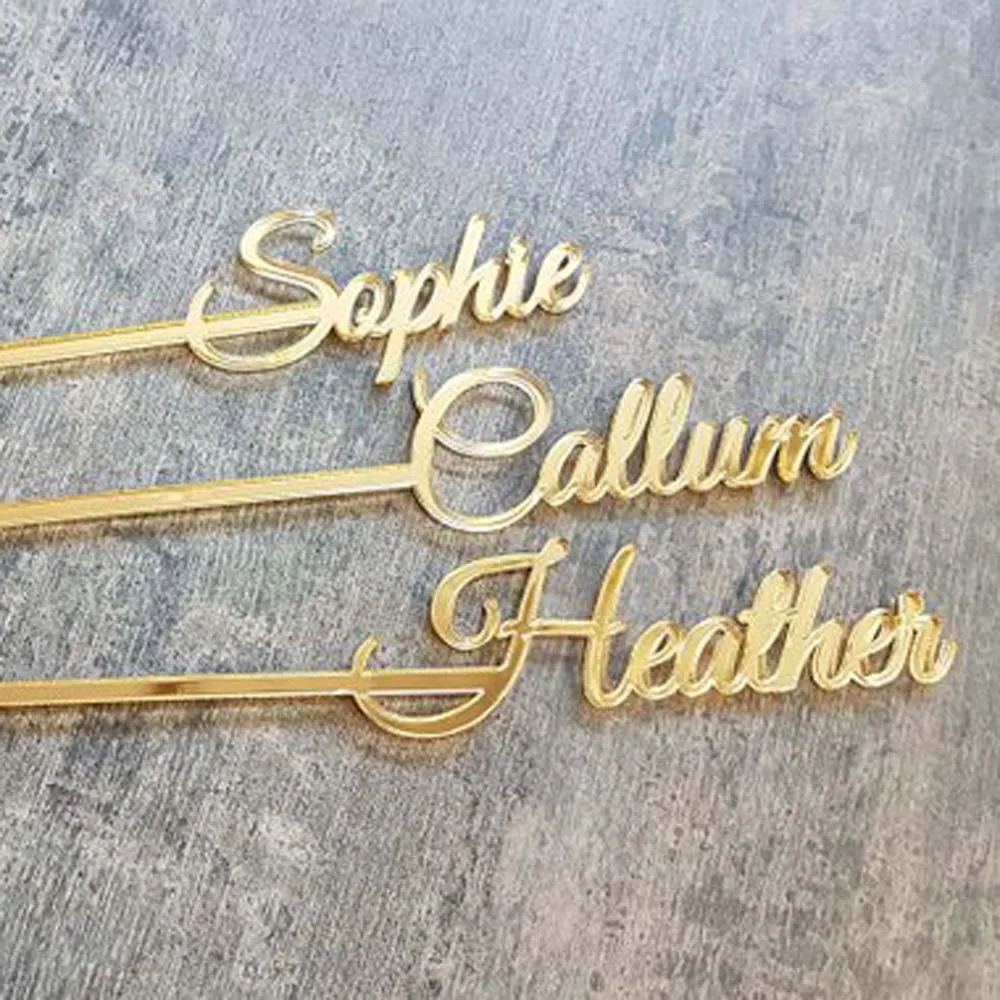 Personalized Custom stirrer with last name Birthday stirrers with BesteOmi GOLD MIRROR Drink stirrers gold Drink wedding Party 2