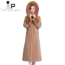 Winter Warm Long Mink Coat Women Fox Fur Collar Hooded Fake Fur Jacket Women Overcoat Plus size Elegant Ladies Outerwear M-4XL Winter Warm Long Mink Coat Women Fox Fur Collar Hooded Fake Fur Jacket Women Overcoat Plus size Elegant Ladies Outerwear M-4XL