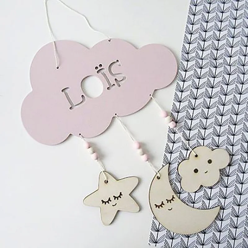 Wooden Hanging Decorations For Baby Room Cloud Decor Raindrop Dream