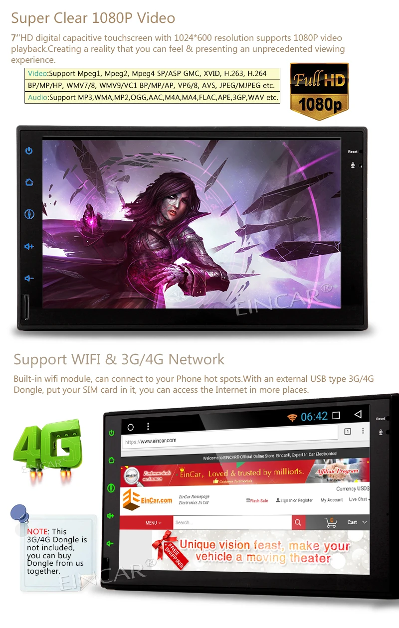 Best Android 7.1 Car Radio Stereo 2Din Head Unit Non-DVD Player GPS Sat Nav 3G/4G WIFI/OBD2/DAB+/Bluetooth/SWC/Phone Link RDS Radio 4