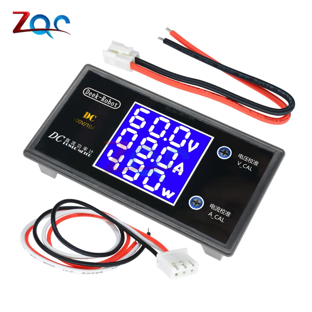 DC 0-100V 10A 1000W LCD Digital Voltmeter Ammeter Wattmeter Voltage Current Power Meter Volt Detector Tester Monitor 12V 24V 36V