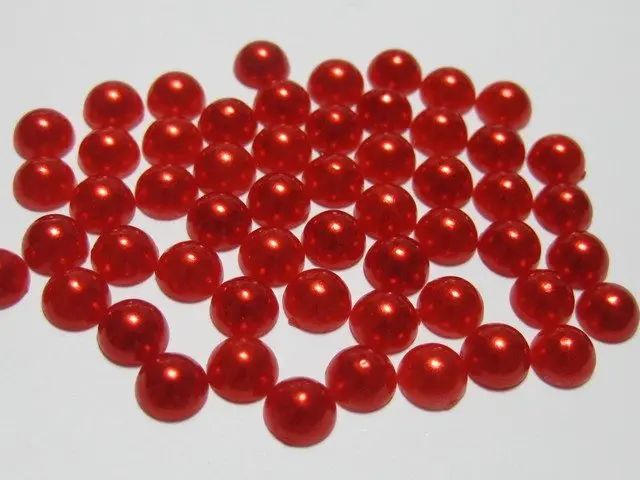 1000 разноцветные полужемчужные бусины 6 мм с плоской задней поверхностью, круглые драгоценные камни для скрапбукинга - Цвет: Красный