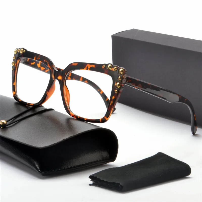 

MINCL/ 2019 new Luxury Women Brand Glasses Frame Vintage Oversize Clear Lens Glasses female Leopard square sunglasses with boxNX