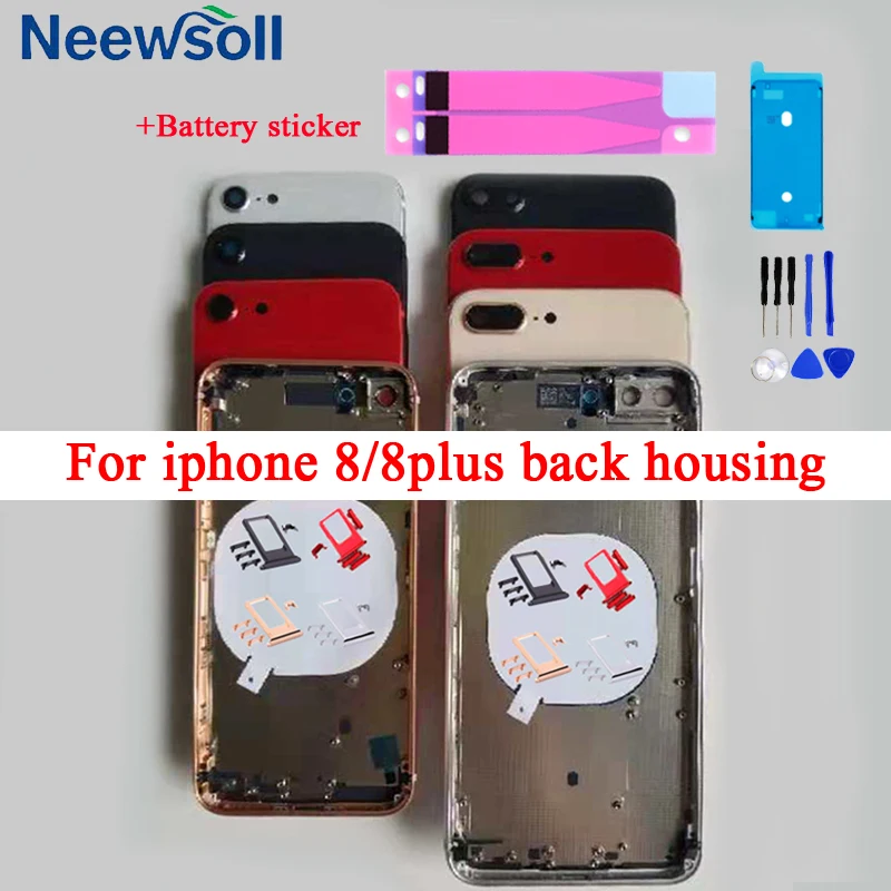 

Neewsoll For iphone 8 8plusBack Middle Frame Chassis Full Housing Assembly Battery Cover For iphone 8 back Housing Replacements