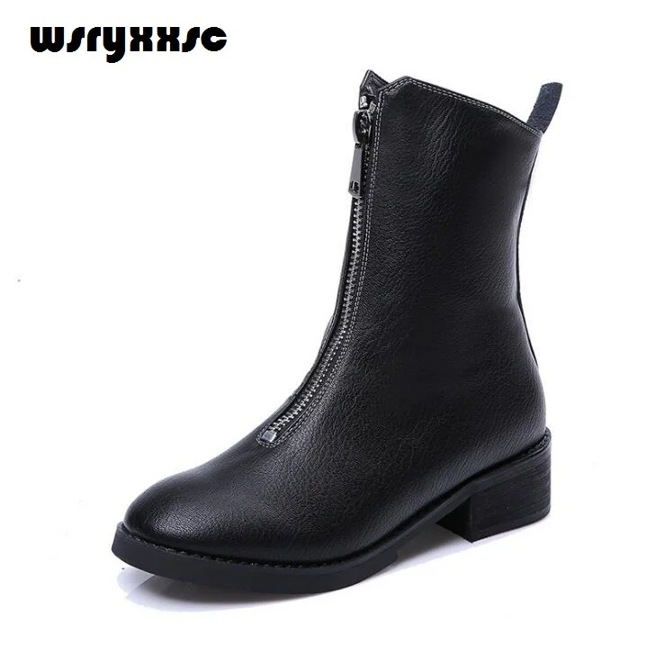 Add cotton keep warm Women Boots Female Leather Ankle High Heels Fashion Black Shoes Chelsea Winter | Обувь