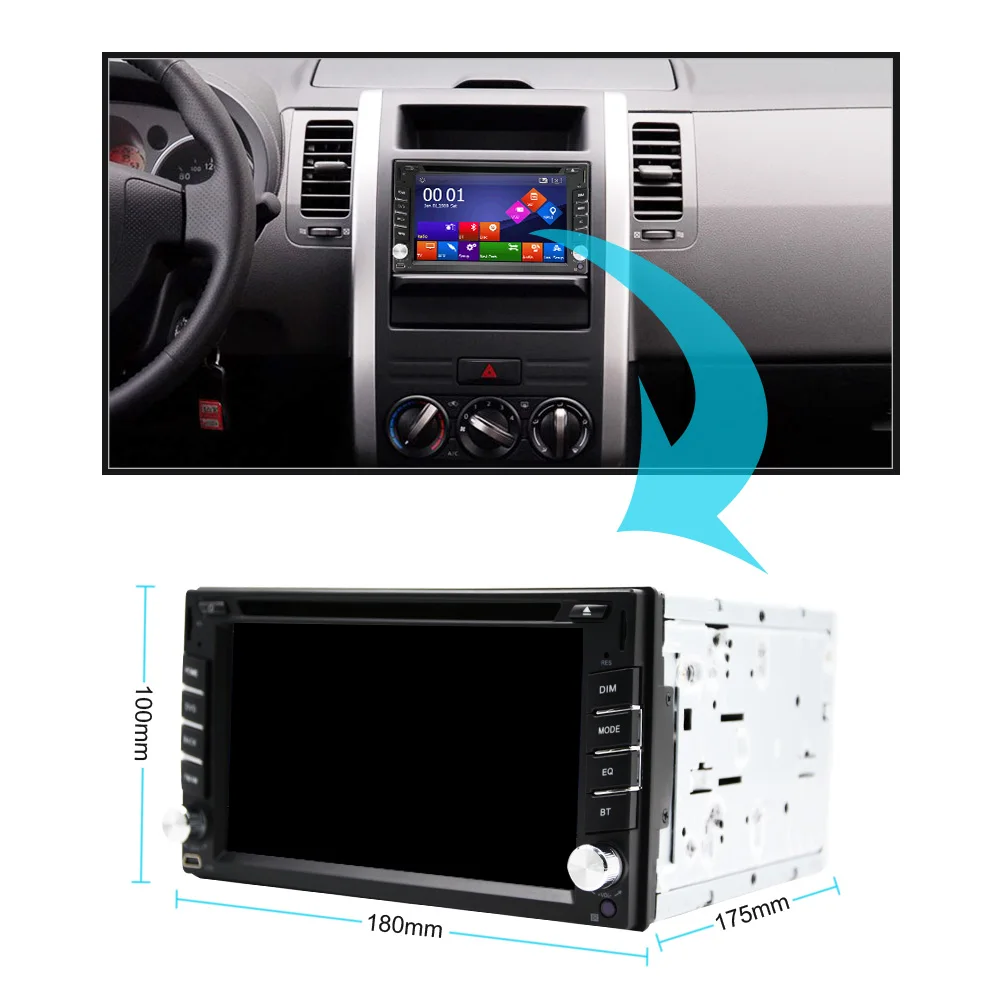 Sale Eunavi 2 Din universal Car Radio Double 2Din Car DVD Player GPS Navigation In dash Car PC Stereo Head Unit video subwoofer BT 1