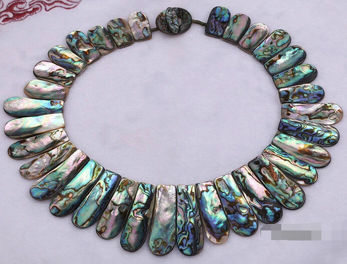

HOT N217 Irregular Colorful Abalone Shell Pieces Necklace 17''
