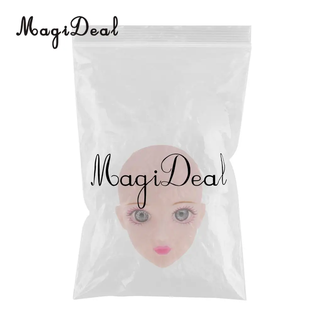 Jointed Girl Doll Head with Gray Eyes for 1/6 BJD Doll Body Parts Accessory