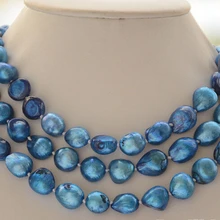 > z6304 14 мм синий пресной воды барокко культивированный жемчуг ожерелье 50 дюймов 6.07