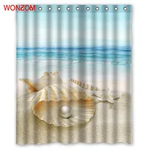WONZOM 1Pcs Shell Waterproof Shower Curtain Pearl Bathroom Decor Beach Decoration Scenery Cortina De Bano 2017 Bath Curtain Gift WONZOM 1Pcs Shell Waterproof Shower Curtain Pearl Bathroom Decor Beach Decoration Scenery Cortina De Bano 2017 Bath Curtain Gift