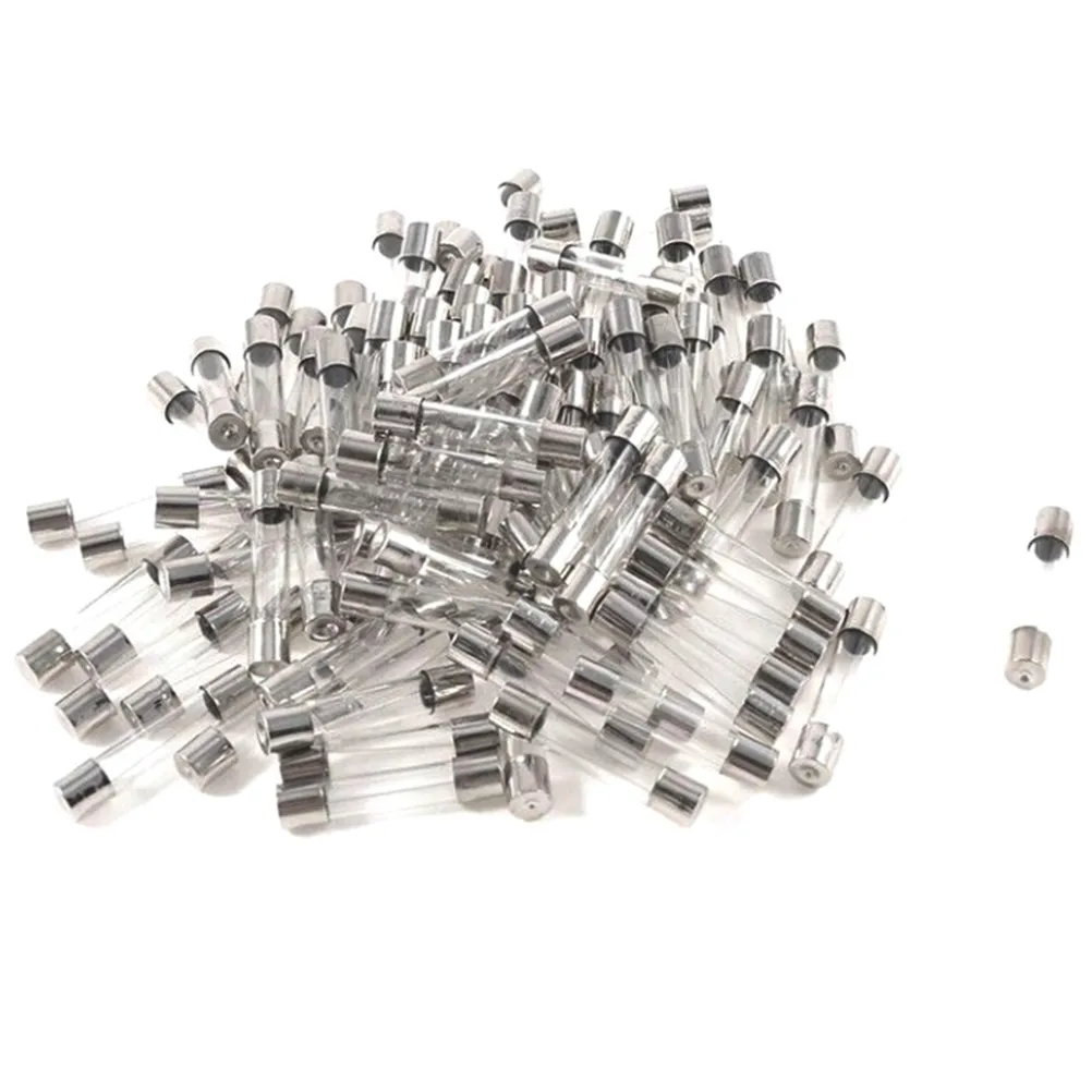 100Pcs 250V Quick Blow Glass Tube Fuse Glass Tube Fuse Fast-Blow Glass Tube Fuses Assorted Kits 2A 5A 6A 8A 10A 15A