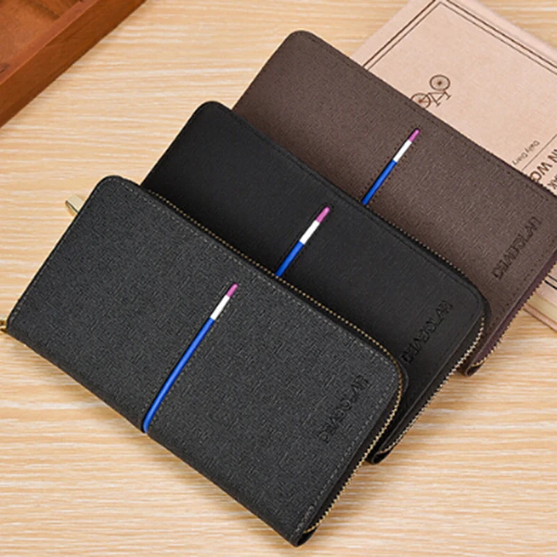 

Men Wallets With Coin Pocket Long Zipper Coin Purse For Men Clutch Business Male Wallet Double Zipper Vintage Large Wallet Purse