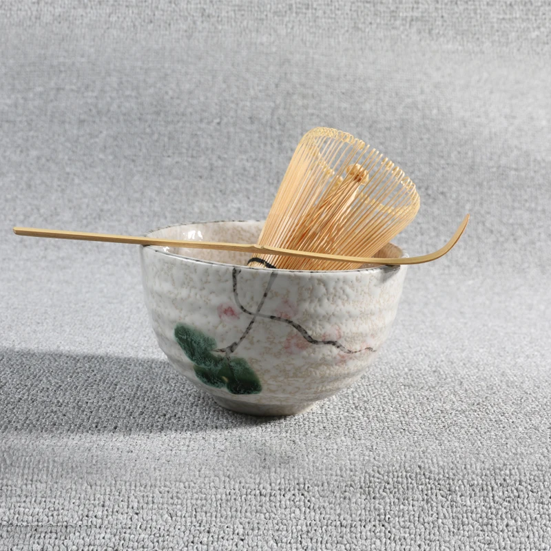 3pcs sets Tea Ceremony Matcha Ceramic Tea Bowl Bamboo Scoop Matcha Whisk Japanese Teaware Tool 4 Style matcha bowl set