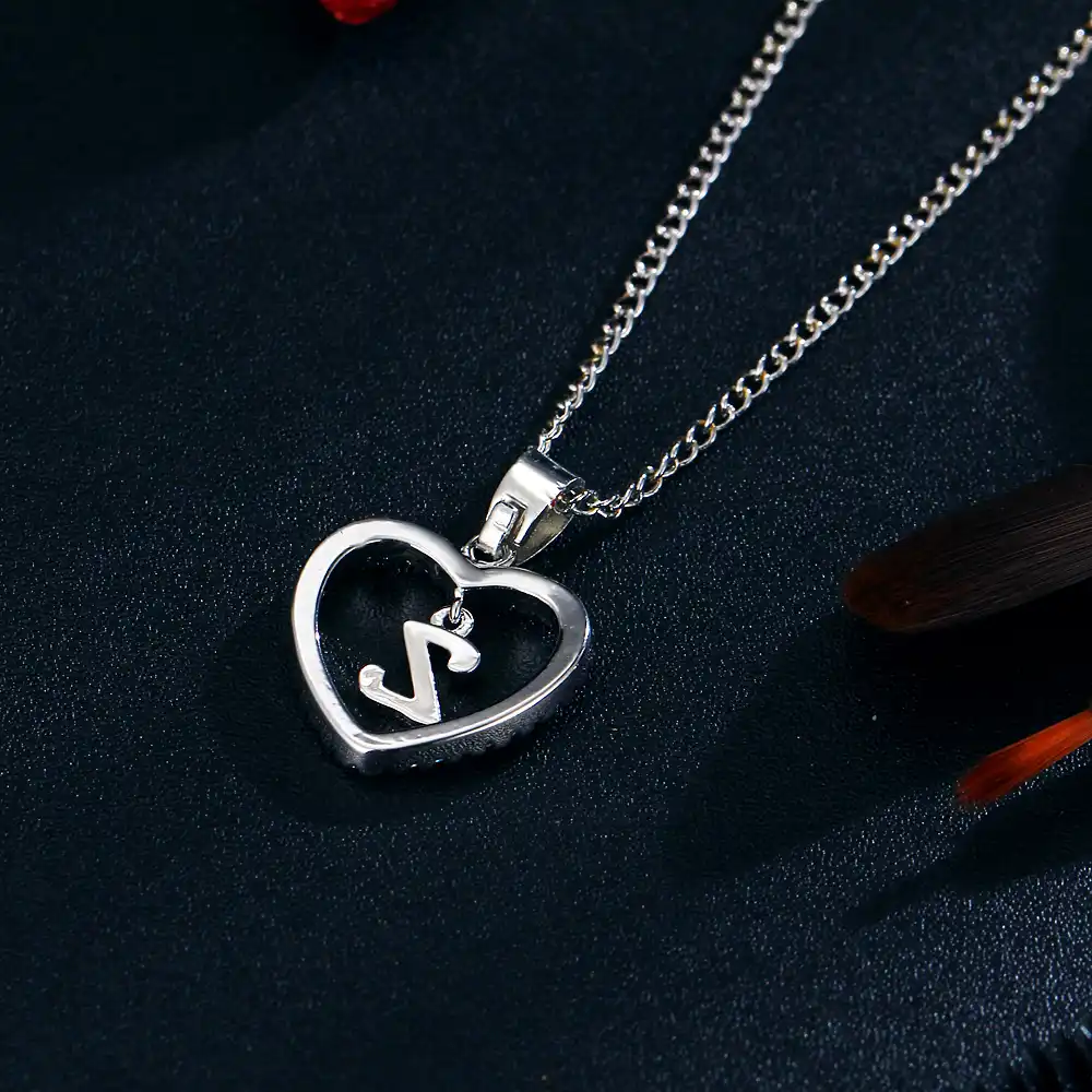 If Me Design Z Letter Name Necklaces Pendant For Women Girl Fashion Long Chain Heart Necklaces Cubic Zirconia Gifts Pendants For Women Heart Necklacedesigner Necklace Aliexpress