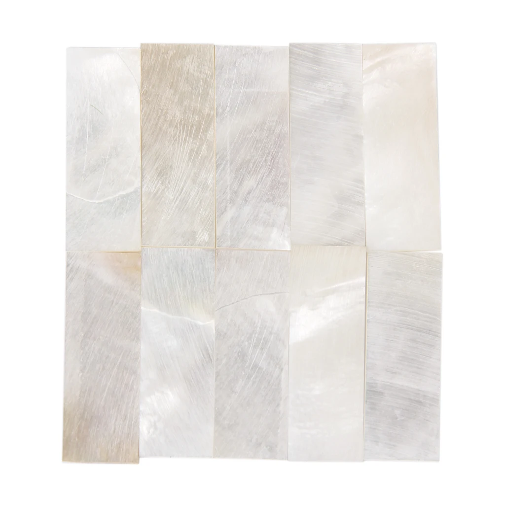 10pcs Inlay Material White MOP Mother Of Pearl Shell Blanks Sheet Rectangle 1mm