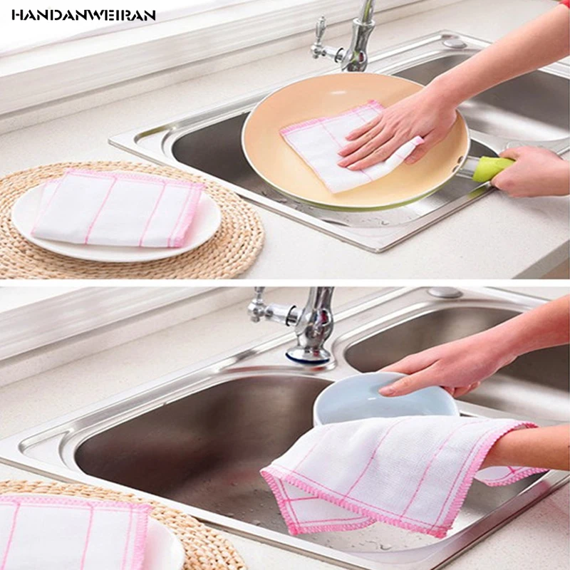 

2pcs Kitchen Cotton yarn Cleaning cloth 28*28cm Kitchen cleaning supplies Thickening of 5 layers of cotton cleaning products