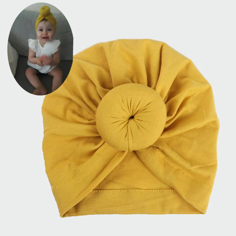 

1 PC Fashion Donut Baby Hat Newborn Girls Elastic Cotton Baby Beanies Candy Color Infant Turban Indian Caps