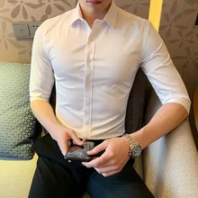 Повседневная летняя белая деловая негабаритная рубашка для мальчиков, мужская Тонкая рубашка, деловая офисная одежда, 4xl, модная разноцветная