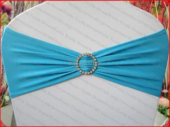 

Turquoise Single Layer Spandex/Lycra/Expand BandS/Chair Covers With Round Diamond Buckle For Wedding Party Banquet Decoration
