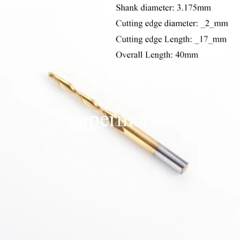 

SHINA 1PCS 3.175 1/8'' Titanium Coated Ball Nose End Mill Drill Bit Carbide CNC Cutting Tools Two Double Flute Bit 2mm x 17mm