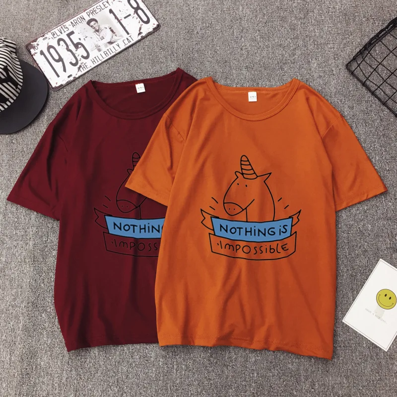 

Tshirt Summer Women Designer Clothing T-shirt Print Punk Rock Fashion Graphic Tees European T Shirt Fashion White Unicorn