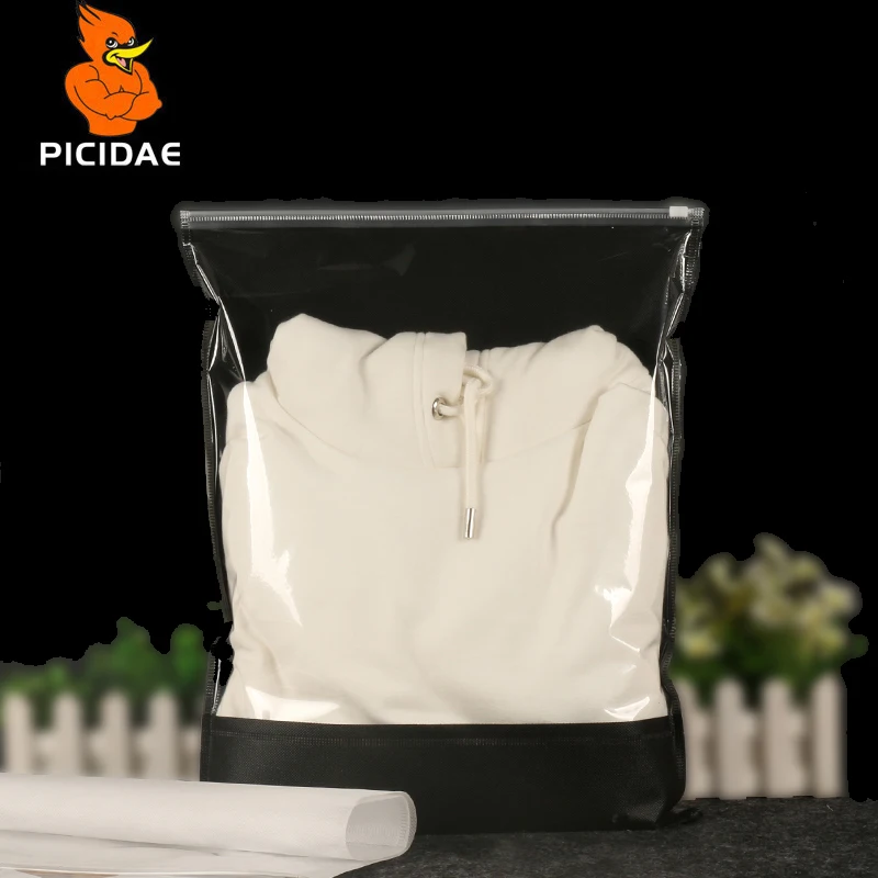 Прозрачное окно нетканый задняя застежка молния Ziplock упаковка сумка скользящий