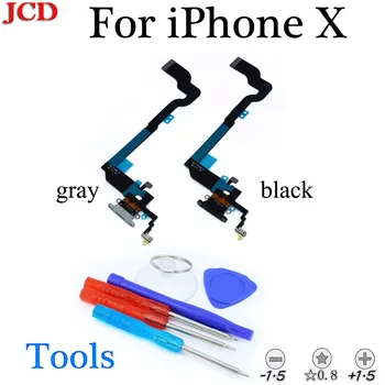 

JCD New Charging Flex Cable For iPhone X USB Charger Port Dock Connector With Mic Flex Cable, for iphone X Charging Flex