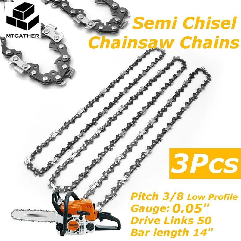 

MTGATHER 3Pcs Chainsaw Semi Chisel Chains 3/8LP 0.05 For Stihl MS170 MS171 MS180 MS181 Electric Saw