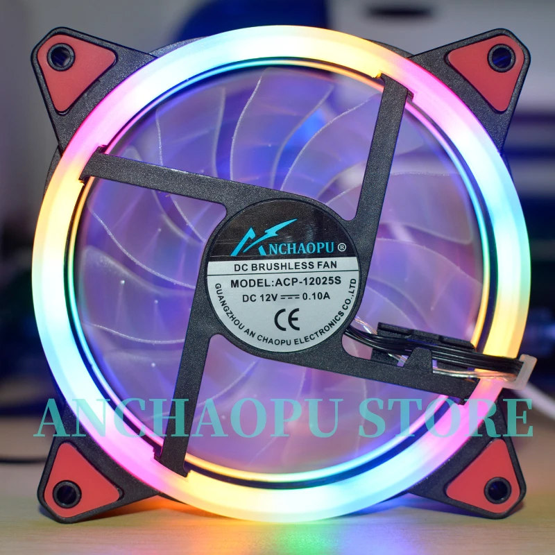 12 см 120 мм вентилятор охлаждения ANCHAOPU 120x120x25 DC12V 0.10A 3 линии RGB цветной светодиодный